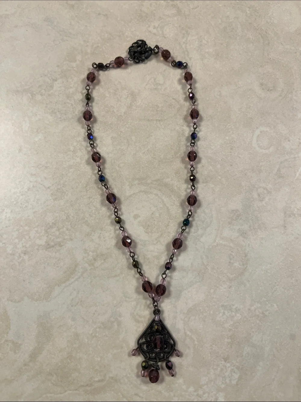 Purple Bead Pendant Necklace